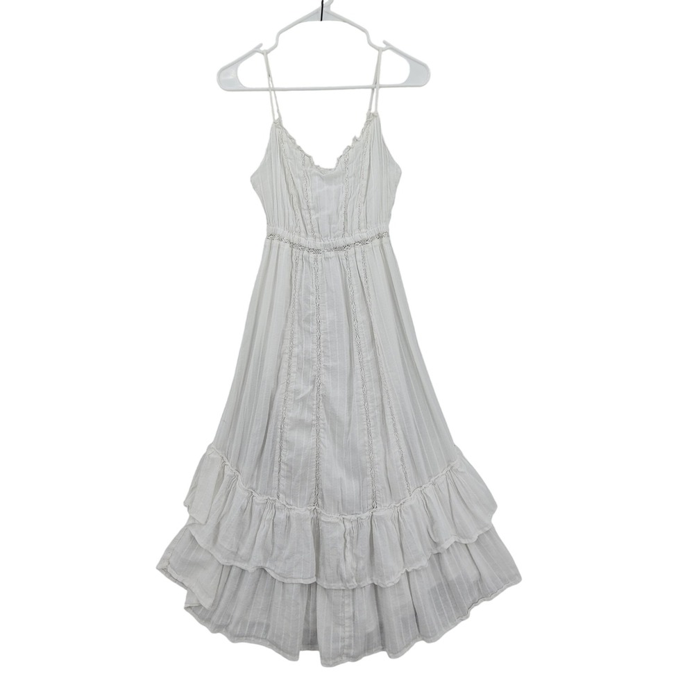 Evereve Z Supply Womens Rose Maxi Dress Cottagecore XS White Boho‎ Tiered Lace